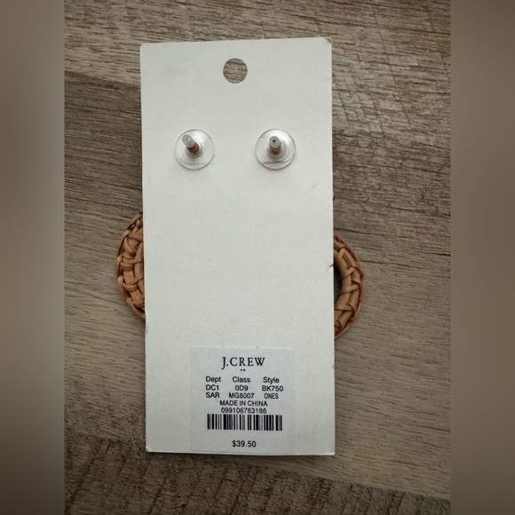 J.Crew Navy and White Beaded Woven Drop Earrings - Picture 4 of 4